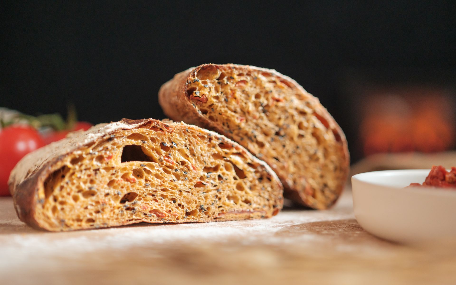 Tomato Rosemary Ciabatta With Parmesan Crust