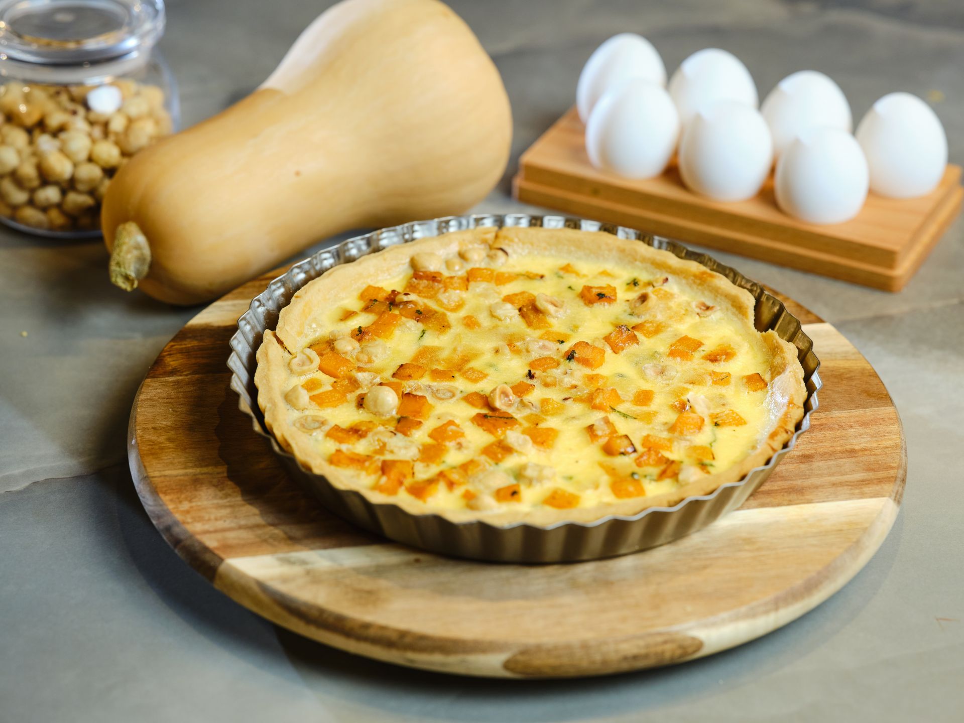 Butternut, Sage, and Hazelnut Quiche