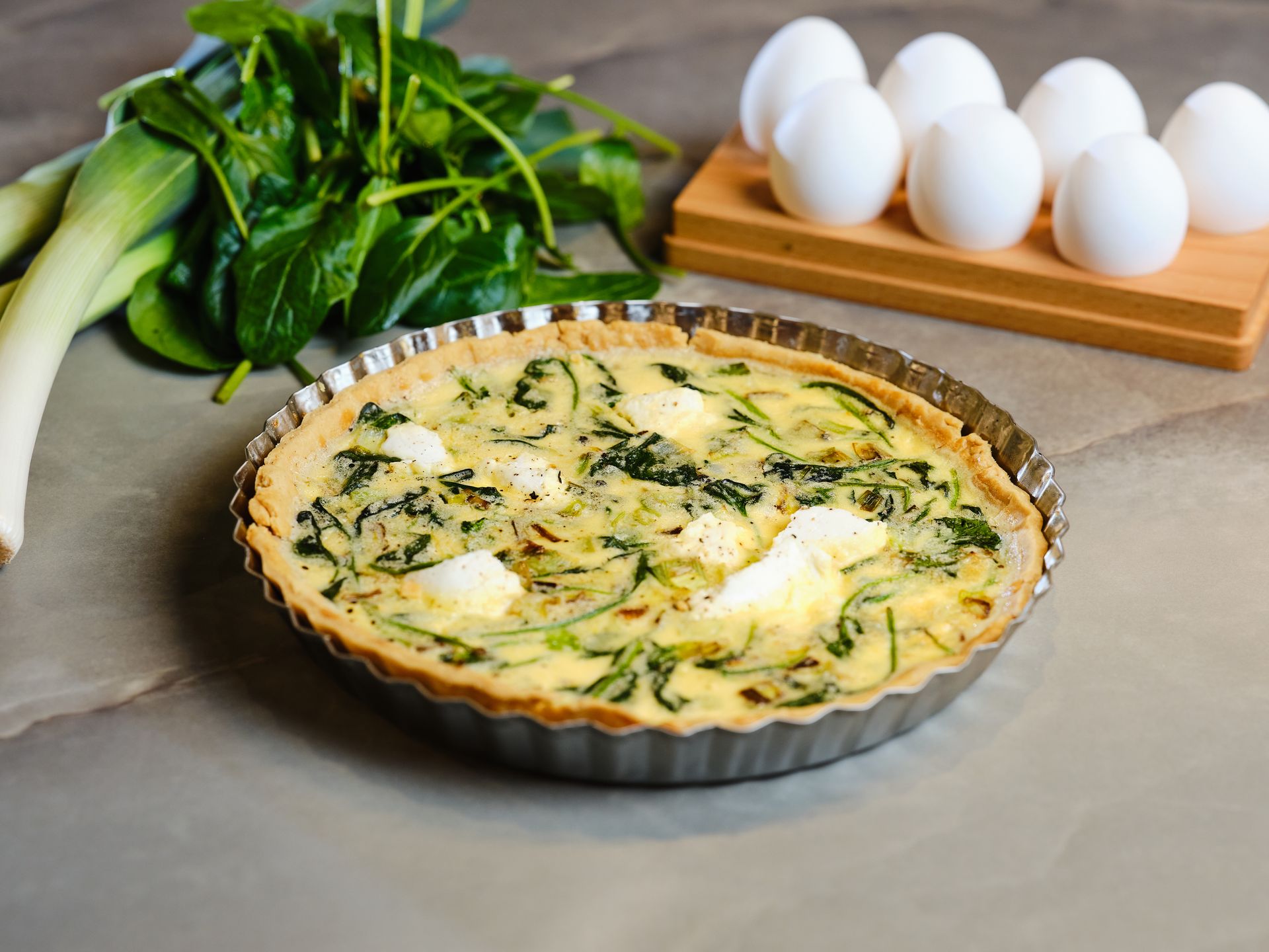 Leek, Spinach, and Ricotta Quiche